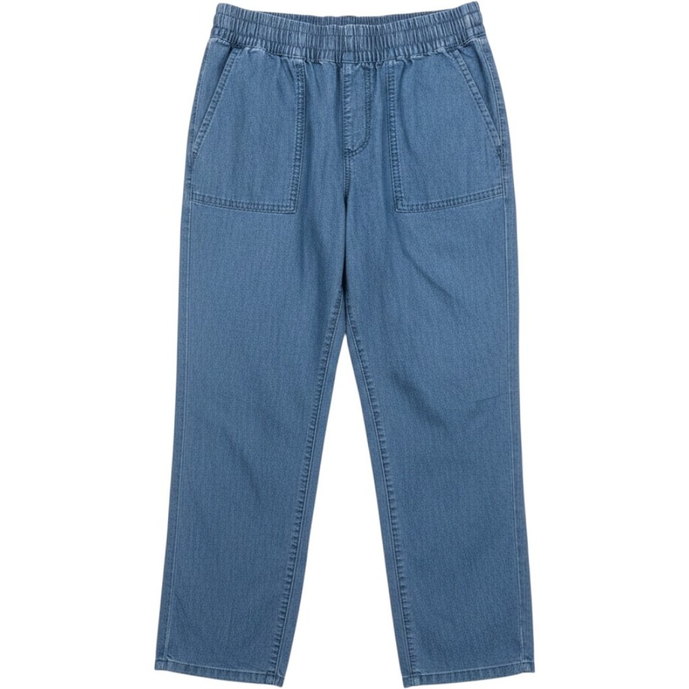 Blair Womens Blue Chambray Elastic Waist Pull On Straight Leg Pants Size 12‎